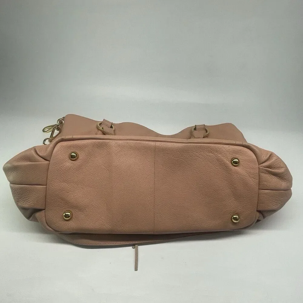 Got It Love It GILI Peach Genuine Pebbled Leather Roma 2 Leather Tote w/ Tassel